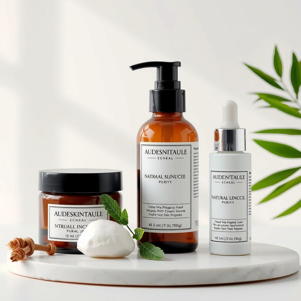 Natural skincare ingredients representing purity